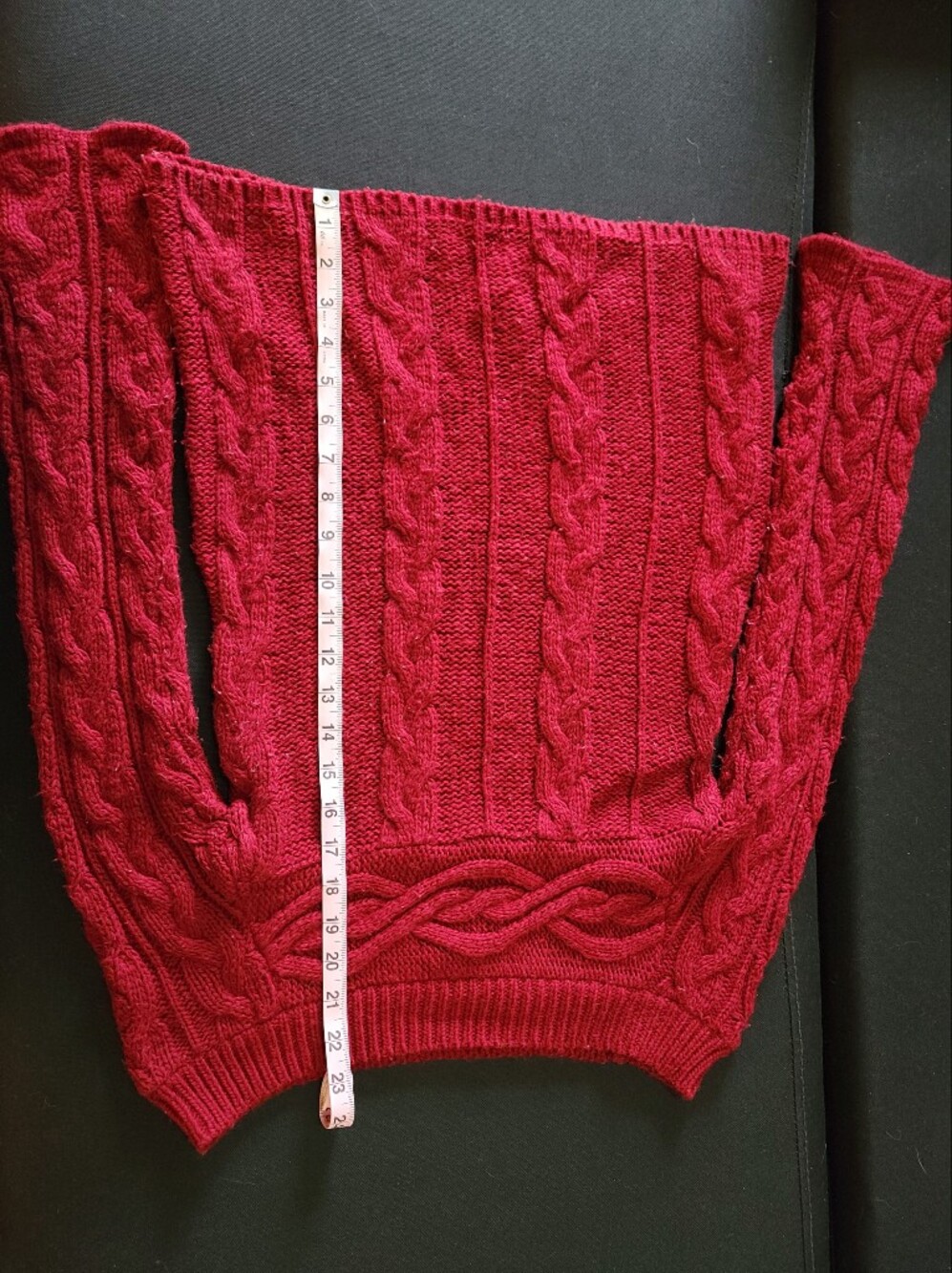 ALLOY Off-the-Shoulder/Boatneck Cable Knit Sweater in Red - Picture 9 of 11